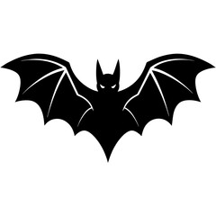 A bat full black vector art illustration