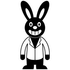 Rabbit dentist technician vector art illustration