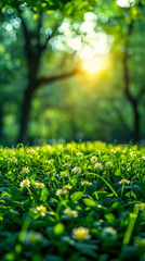 Obraz premium Beautiful natural spring summer defocused panoramic