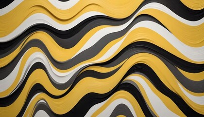 Matellic yellow, black and white wavy background