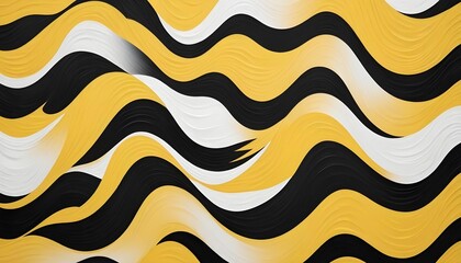 Matellic yellow, black and white wavy background