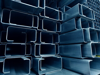 Abstract background with stack numerous metallic profile