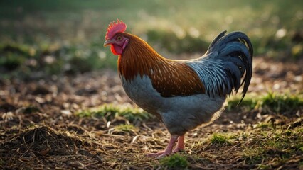 Fototapeta premium Majestic Rooster in Sunlight
