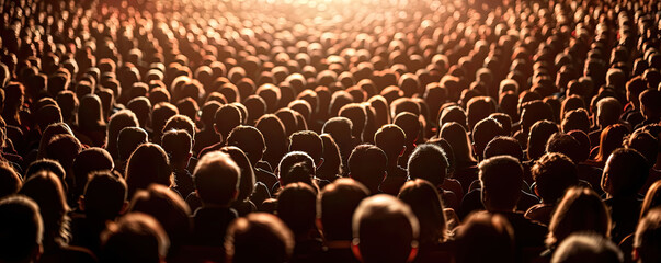 Obraz premium Crowd of people from behind their heads.