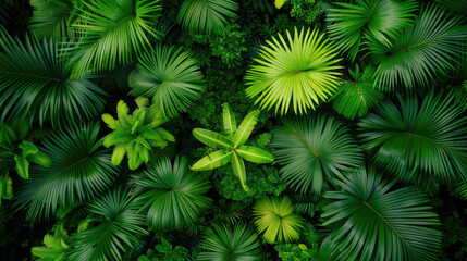 The image shows a top view of a lush green tropical rainforest canopy.