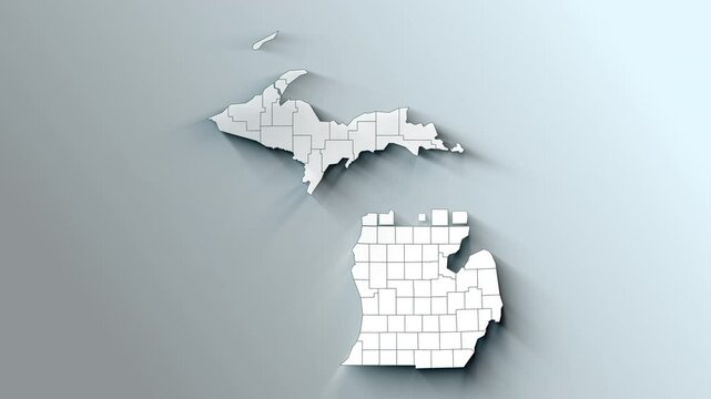 Modern White Map of Michigan with Counties