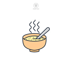 bowl of soup with a spoon Icon symbol vector illustration isolated on white background