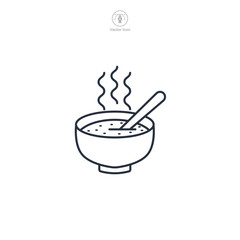 bowl of soup with a spoon Icon symbol vector illustration isolated on white background