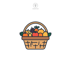 basket filled with various fruits Icon symbol vector illustration isolated on white background
