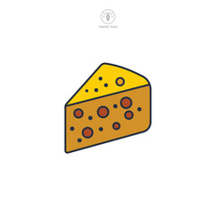 wedge of cheese with holes Icon symbol vector illustration isolated on white background