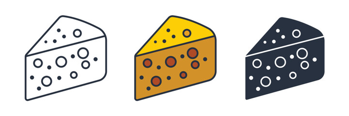 wedge of cheese with holes Icon symbol vector illustration isolated on white background