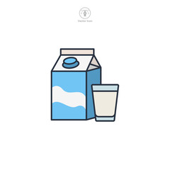 milk carton with a glass of milk Icon symbol vector illustration isolated on white background