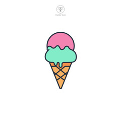 ice cream cone Icon symbol vector illustration isolated on white background