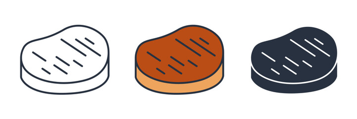 grilled steak Icon symbol vector illustration isolated on white background