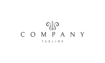 Vector logo with an abstract image of the musical instrument harp.