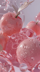 ambiguous pink fruit background, transparent fruit with glass themes