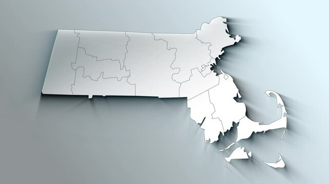Modern Dynamic White Map of Massachusetts with Counties