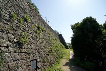 High stone wall of Marugame Castle © Takayan