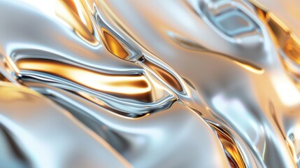 Abstract background with liquid metal texture. Contemporary metallic silver dynamic backdrop