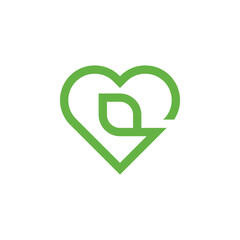 simple leaf love logo vector design illustration
