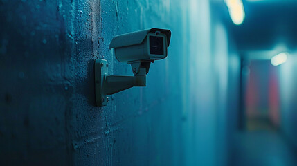 IP camera on wall background. CCTV camera.