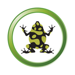 spotted frog inside a circle