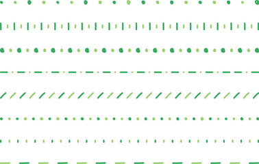 ライン素材のあしらい　緑　黄緑　手書きのシンプルでかわいい罫線. simple hand draw borders