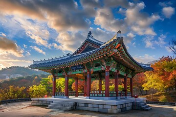 Naklejka premium pavilion in the park, wood, concept, meditation, spiritual, buddhist temple, architecture, pagoda