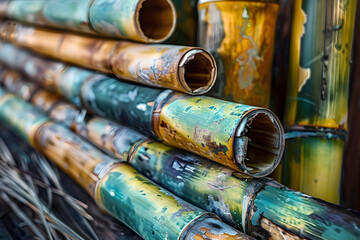 decorative old bamboo wood