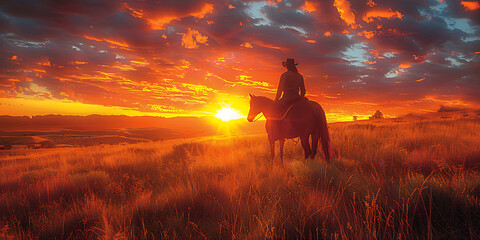 Golden Hour Harmony: Horseback Riding in Nature