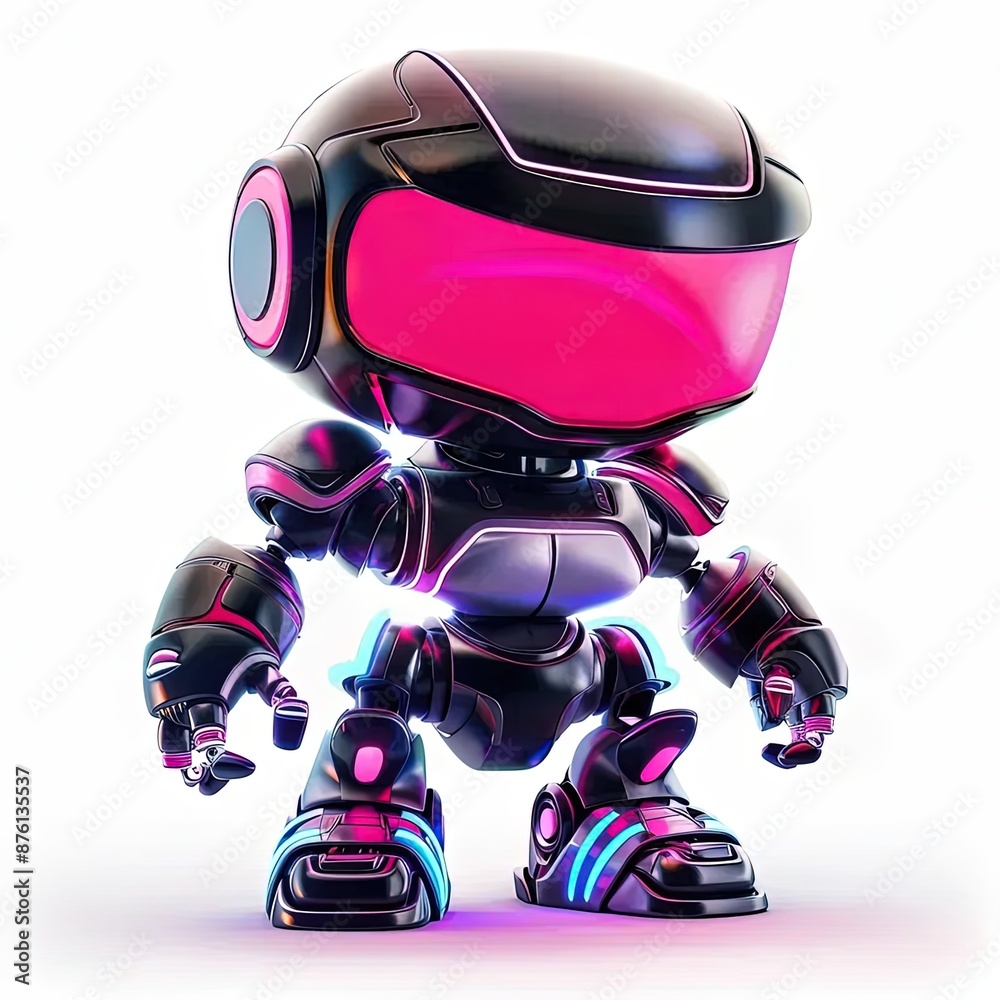 Sticker a pink and black robot is standing in a pose