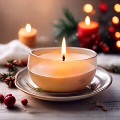 christmas candle and decorations