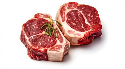 Fototapeta premium Raw indulgence, Beef steaks on parchment with spices and herbs