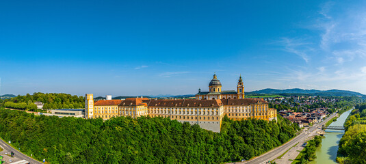 view of the city from the hill Melk