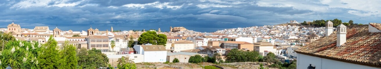 Panoramic view of the historical Andalusian city in Antequera, Spain