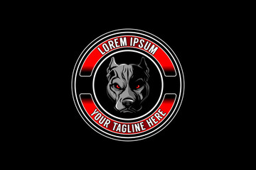 Pitbull dog head vector badge animal logo template