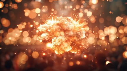 A formal presentation culminating in a spectacular detonation at the gala copy space, high society, surreal, blend mode, ballroom