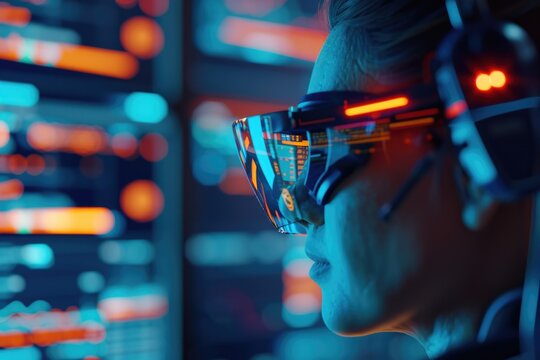 Cyber training utilizing extensive datasets for AI development copy space, educational tech, realistic, blend mode, university lab