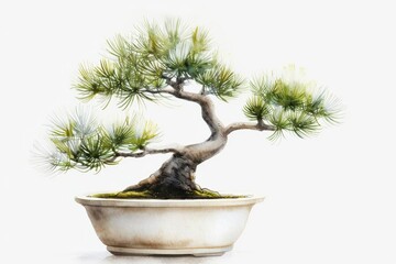 An elegant bonsai pot containing a Japanese Black Pine bonsai tree