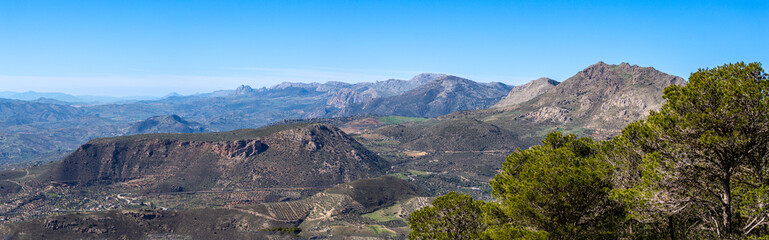 Panoramic view on hiking trail to Maroma peak, Sierra Tejeda, Spain 