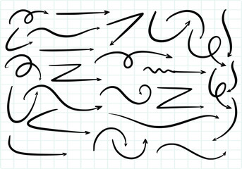 Modern hand drawn creative doodle arrow set sketch
