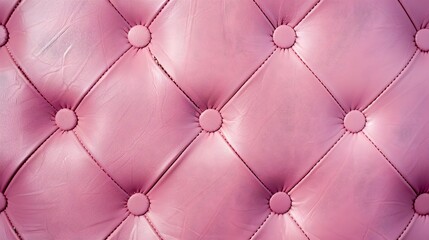 Obraz premium Leather texture surface with luxury seamless sewing thread diamond square shape pattern in pink color for background wallpaper and design, closeup. 
