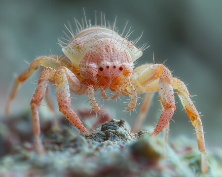 Macro Close-up of Dust Mite Feeding on Skin Flakes: Biological Intricacies Revealed