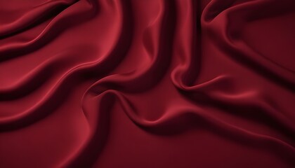 Fototapeta premium Dark red walvet fabric abstract wavy background