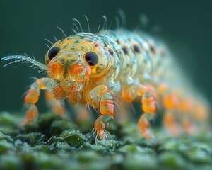 Extreme Close-Up of Flea Larvae on Pet's Bedding - Detailed Macro Shot Reveals Texture and Segments