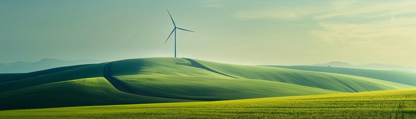 Fototapeta premium Windbreaks with integrated wind turbines, dualpurpose installations
