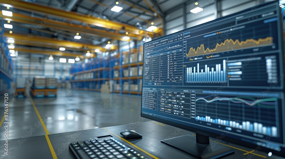 Poster warehouse management software interface. warehouse management software interface showing inventory a