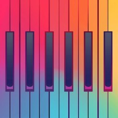 Fototapeta premium High-Resolution AI-Generated Wallpaper of Abstract Background with Piano Keys, Colorful Stripes, and Gradient Colors, Perfect for Music Festival Promotion and Children's Piano Classes