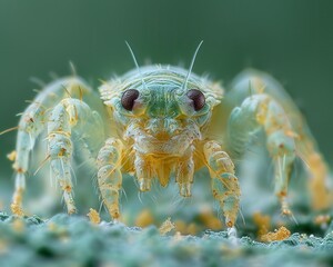 Extreme Close-Up of a House Dust Mite on Dust Particles - Detailed Macro Photography of Small Arachnid Creature