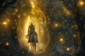 Gallant knight riding a majestic horse